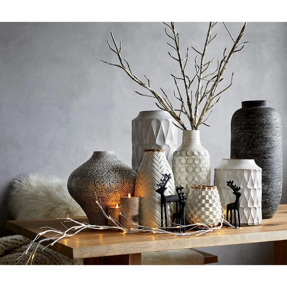 Crate & Barrel Taline White Glazed Stoneware Vase